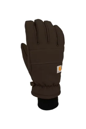 Gefütterter Damen-Handschuh aus Duck-Stoff und Kunstleder mit Strickbund