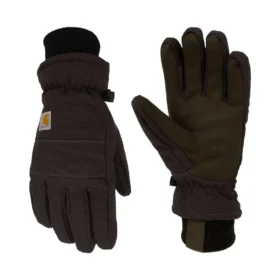 Isolierter Handschuh aus Baumwoll-Duck mit Synthetikleder und geripptem Strickbund