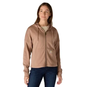 Leichtes Tencel-Kapuzensweatshirt mit durchgehendem Reißverschluss für Damen